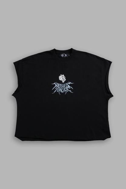 THROUGH HIS EYES GRUNGE CUT-OFF TEE IN BLACK