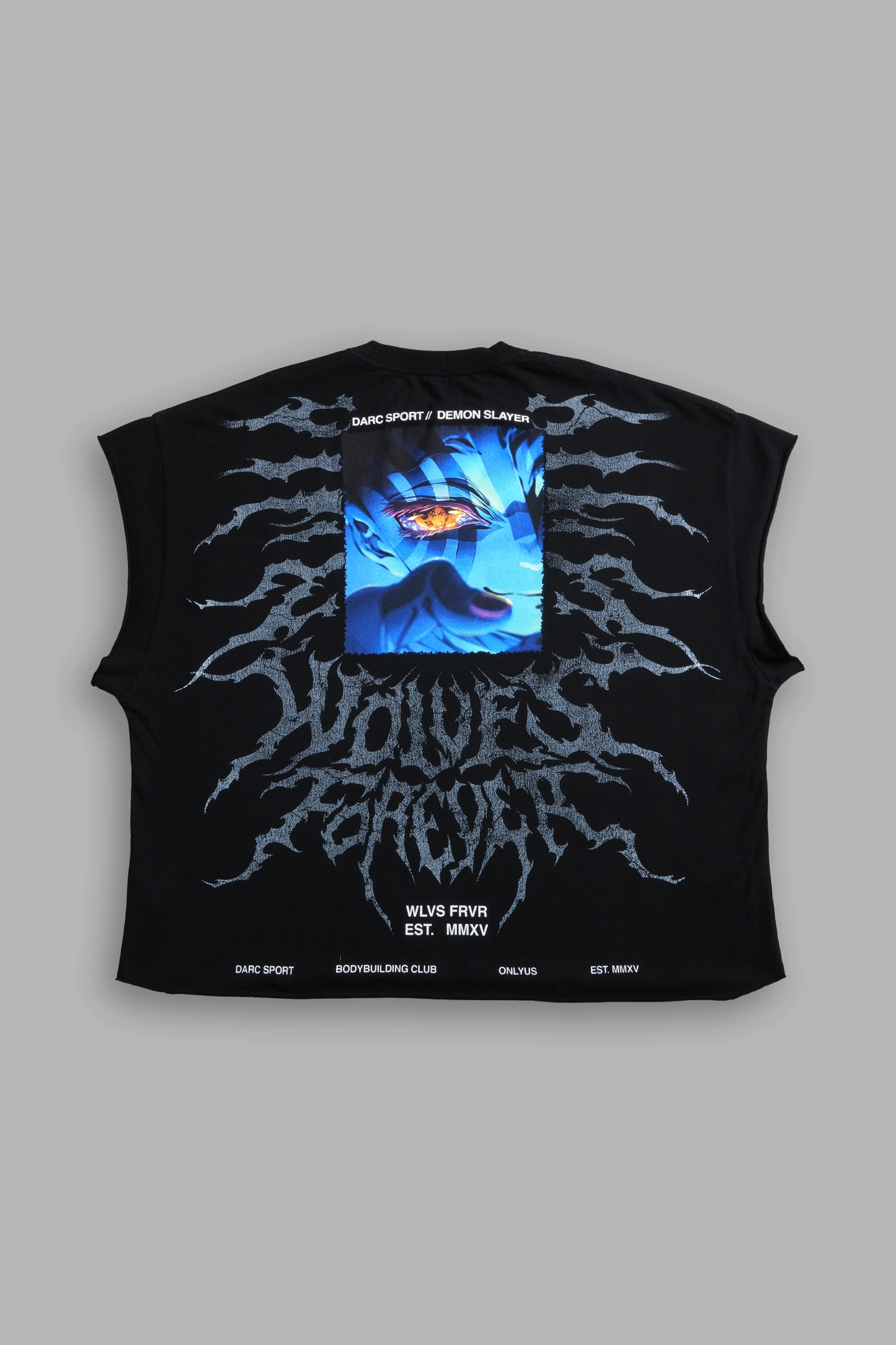 THROUGH HIS EYES GRUNGE CUT-OFF TEE IN BLACK