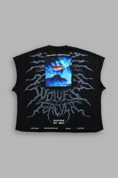 THROUGH HIS EYES GRUNGE CUT-OFF TEE IN BLACK