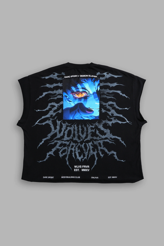 THROUGH HIS EYES GRUNGE CUT-OFF TEE IN BLACK