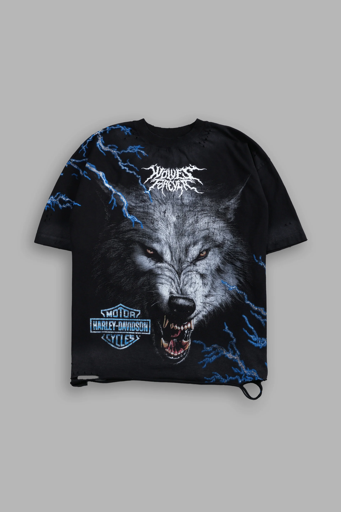WE WERE NEVER THE SAME DISTRESSED GRUNGE TEE IN BLACK DRIFT WASH