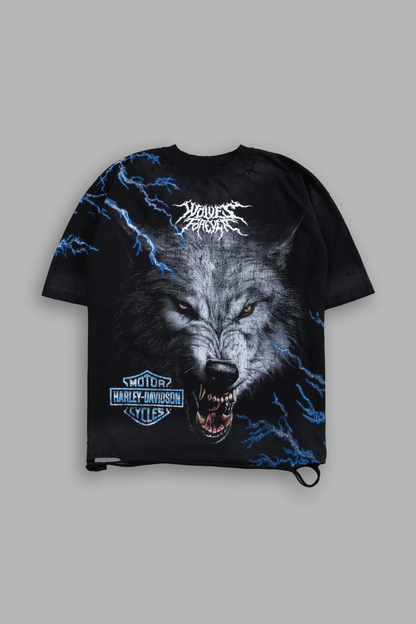 WE WERE NEVER THE SAME DISTRESSED GRUNGE TEE IN BLACK DRIFT WASH