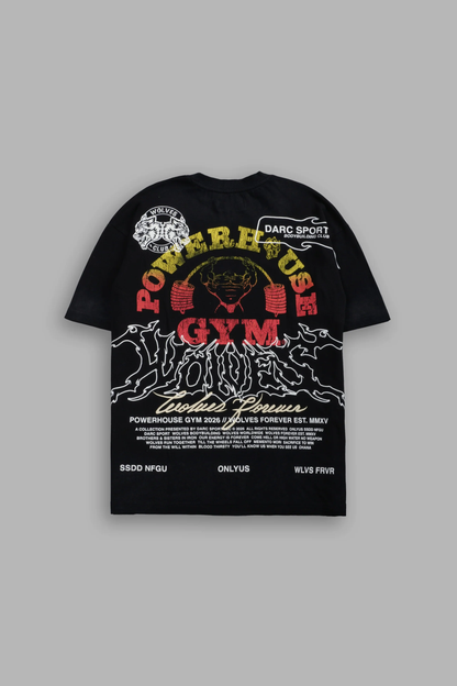 POWERHOUSE HESH PREMIUM OVERSIZED TEE IN BLACK DRIFT WASH