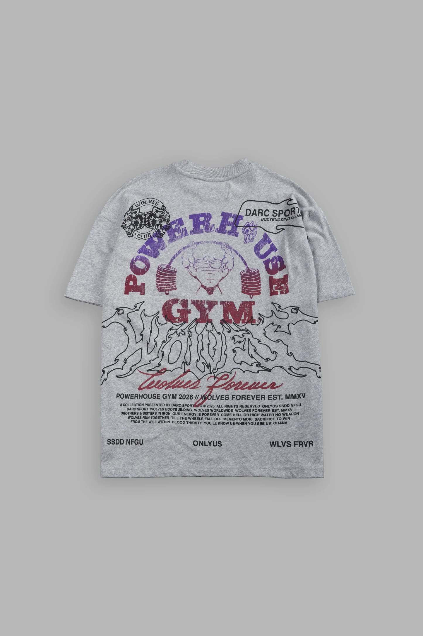 POWERHOUSE HESH PREMIUM OVERSIZED TEE IN LIGHT ATHLETIC GRAY