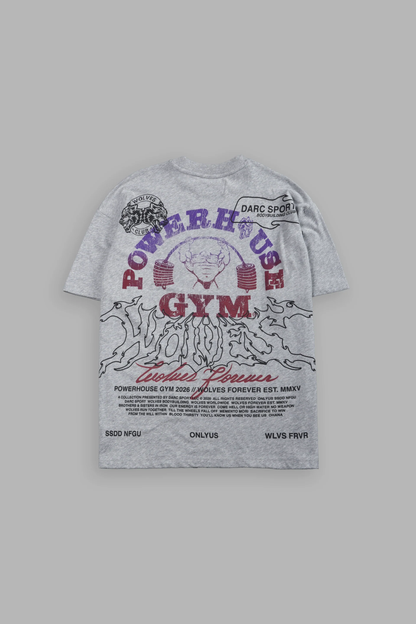 POWERHOUSE HESH PREMIUM OVERSIZED TEE IN LIGHT ATHLETIC GRAY