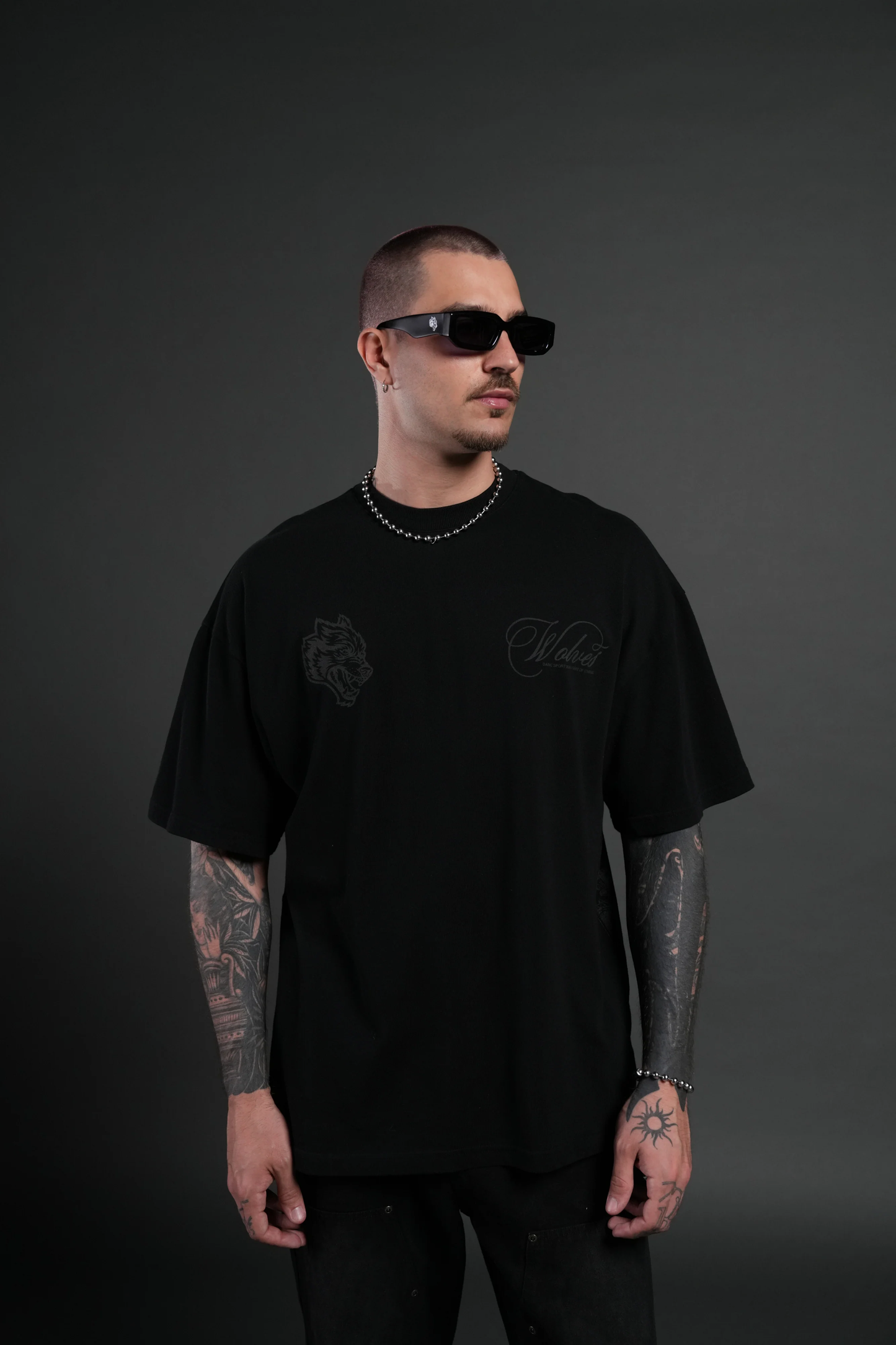 NOCTURNE BLOOM PREMIUM OVERSIZED TEE IN BLACK