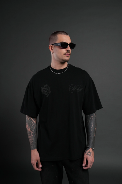 NOCTURNE BLOOM PREMIUM OVERSIZED TEE IN BLACK