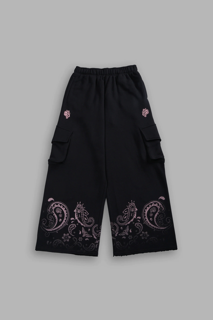 FADED PAISLEY DURST CARGO SWEATS IN BLACK