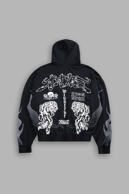 OUR CODE CHAMBERS ZIP HOODIE IN BLACK