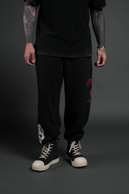 SIN AGAIN UNISEX LIGHTWEIGHT LOUNGER SWEAT PANTS IN BLACK