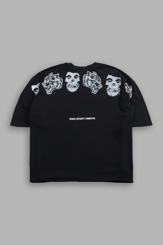MISFITS PREMIUM OVERSIZED RAW HEM BOX CUT TEE IN BLACK