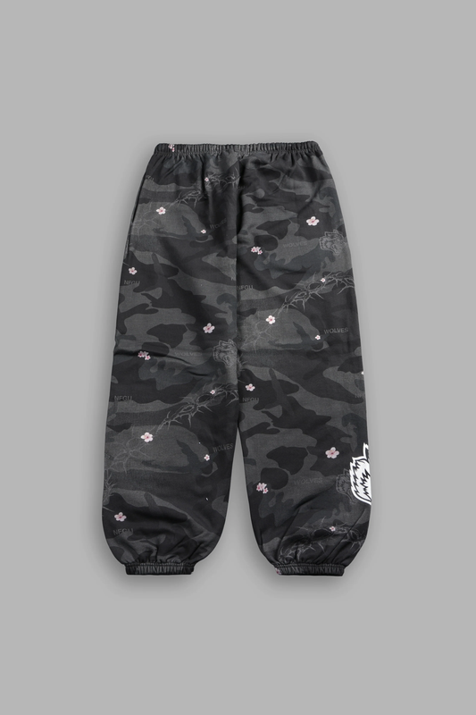 WOLF CHOPPER LIGHTWEIGHT LOUNGER SWEAT PANTS IN WARRIOR IN A GARDEN BLACK CAMO