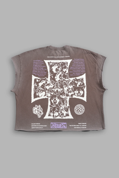 IRON WOLF PACK GRUNGE CUT-OFF TEE IN MOJAVE BROWN