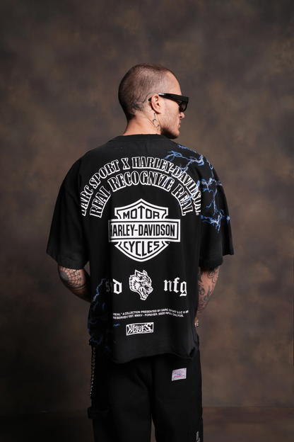 WE WERE NEVER THE SAME DISTRESSED GRUNGE TEE IN BLACK DRIFT WASH