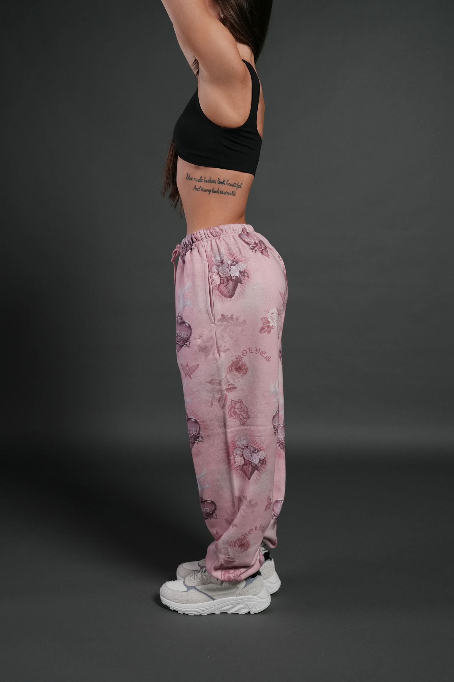 SACRED PATH UNISEX LIGHTWEIGHT LOUNGER SWEAT PANTS IN CORAZON DE DEVOCION TONAL