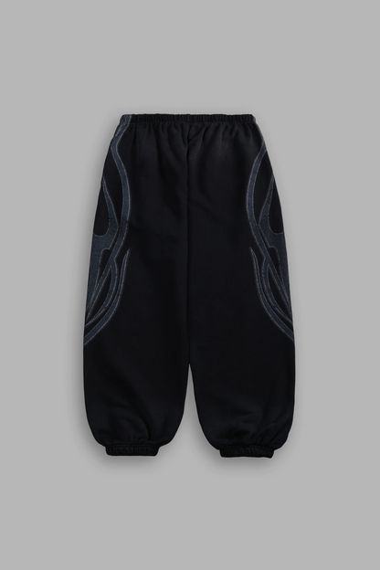 REAL RECOGNIZE REAL UNISEX LOUNGER SWEAT PANTS IN BLACK DRIFT WASH
