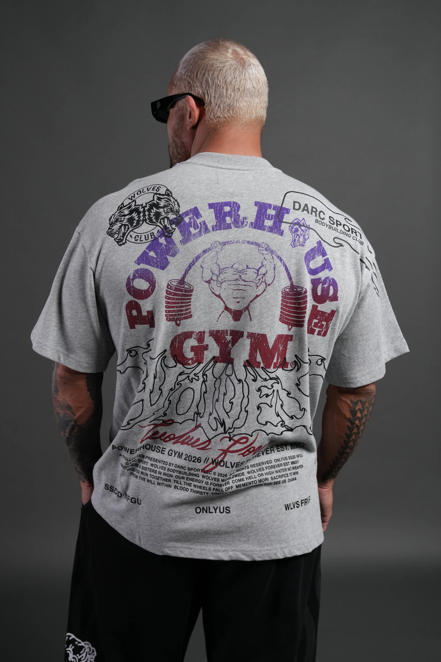 POWERHOUSE HESH PREMIUM OVERSIZED TEE IN LIGHT ATHLETIC GRAY
