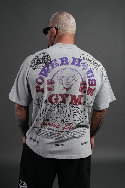 POWERHOUSE HESH PREMIUM OVERSIZED TEE IN LIGHT ATHLETIC GRAY
