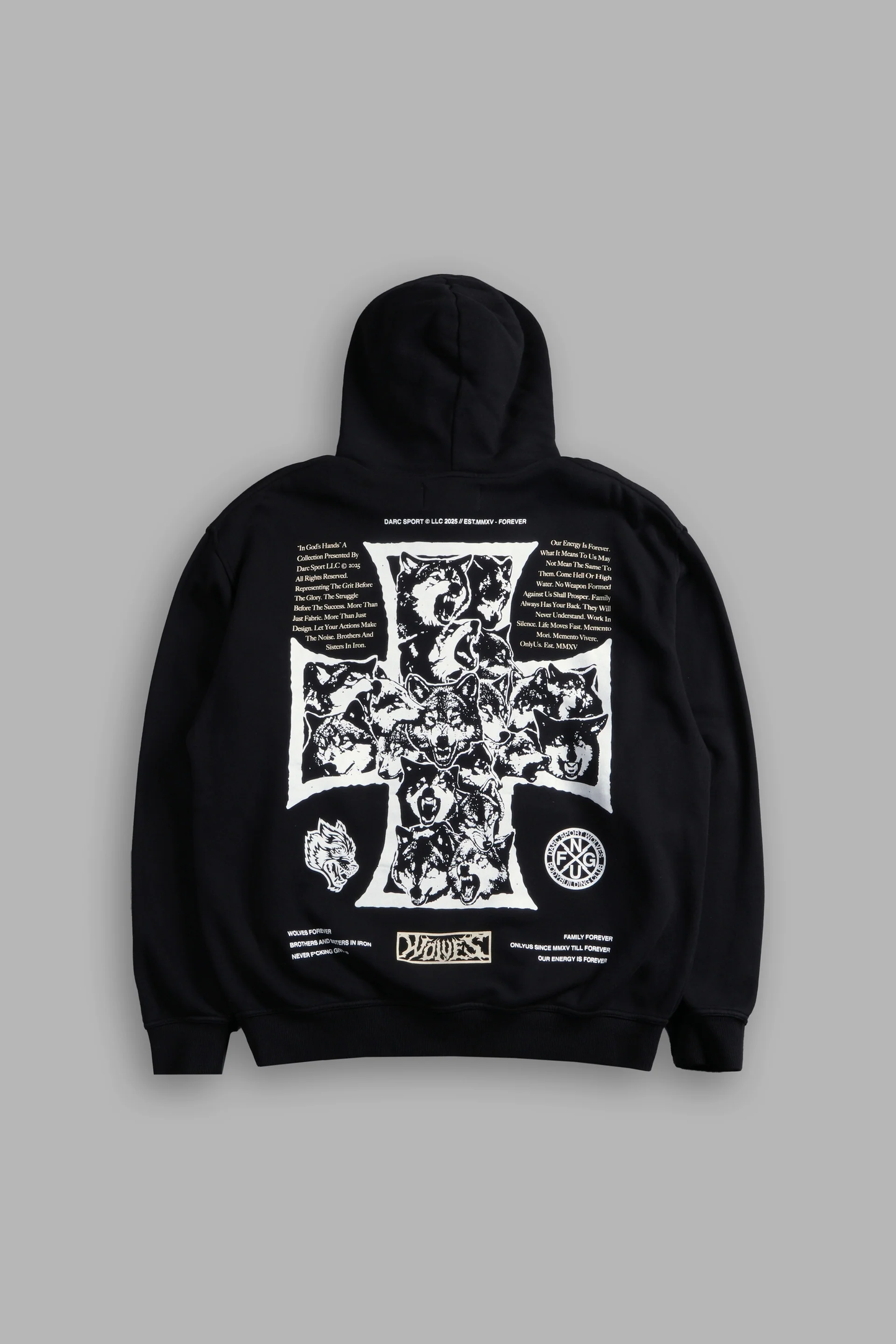 IRON WOLF PACK "PIERCE" HOODIE IN BLACK