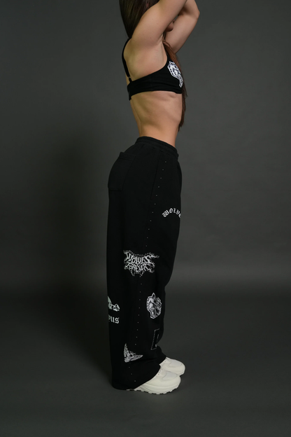 GIVE IT YOUR ALL "YARA" PLEATED SWEAT PANTS IN BLACK
