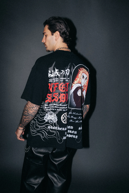 FLAME PILLAR "PREMIUM" OVERSIZED TEE IN BLACK