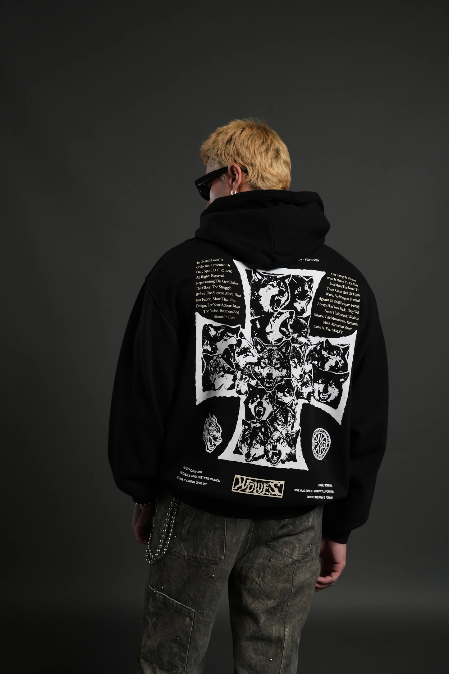 IRON WOLF PACK "PIERCE" HOODIE IN BLACK