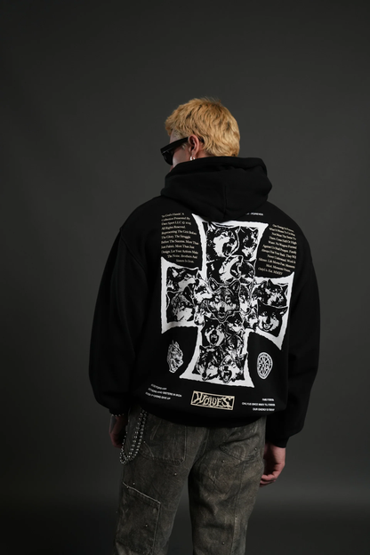 IRON WOLF PACK "PIERCE" HOODIE IN BLACK