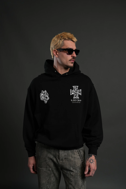 IRON WOLF PACK "PIERCE" HOODIE IN BLACK
