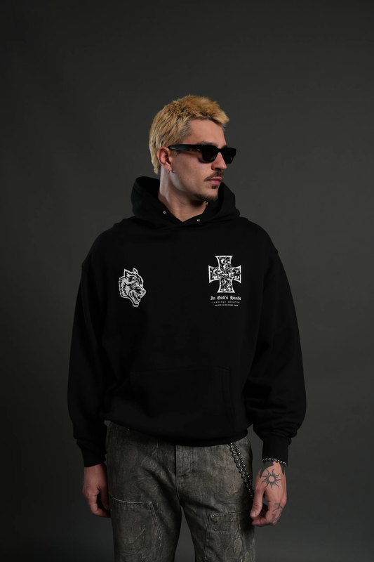 IRON WOLF PACK "PIERCE" HOODIE IN BLACK
