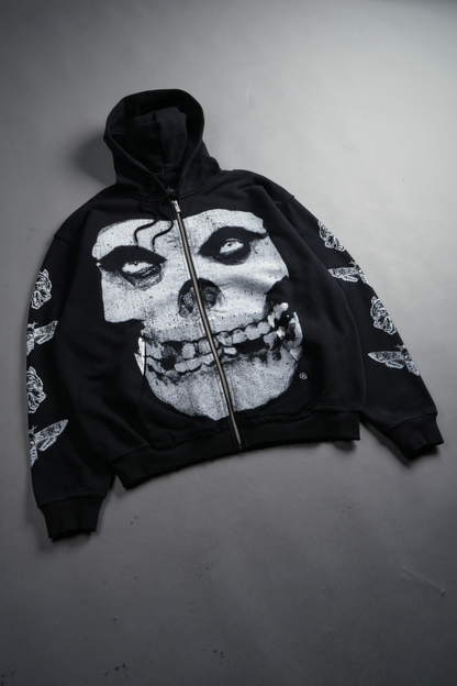 FIEND SKULL GRUNGE MOATIS ZIP HOODIE IN BLACK
