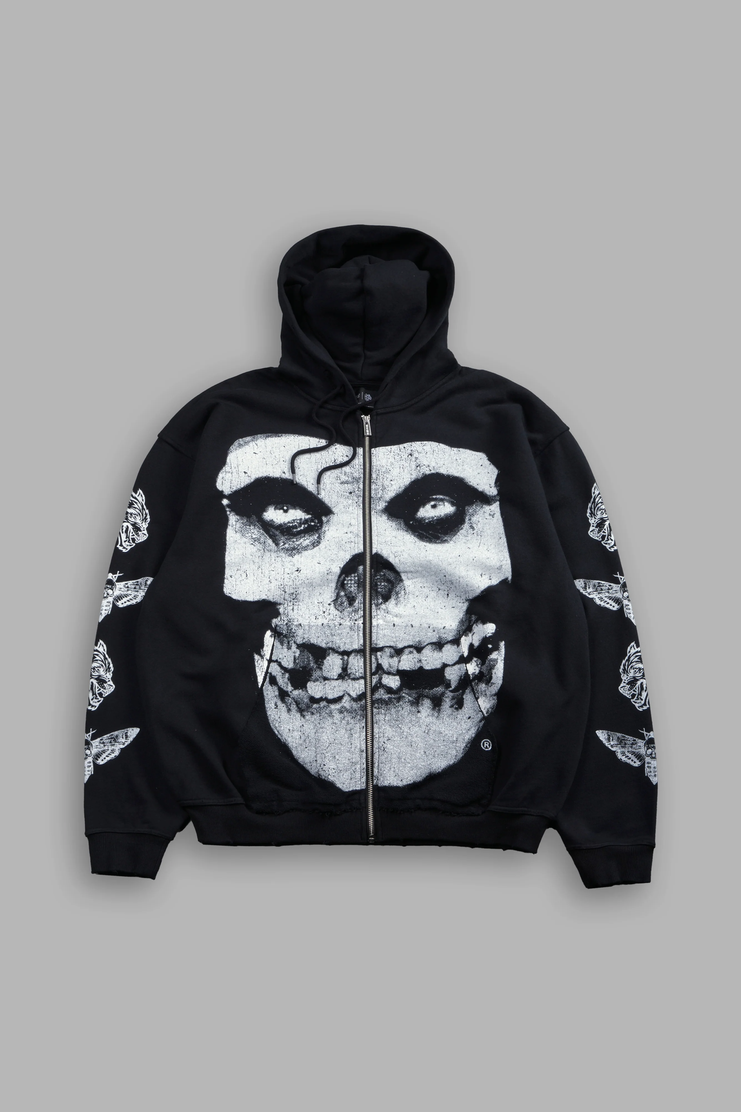 FIEND SKULL GRUNGE MOATIS ZIP HOODIE IN BLACK