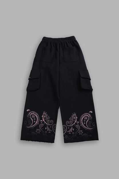 FADED PAISLEY DURST CARGO SWEATS IN BLACK