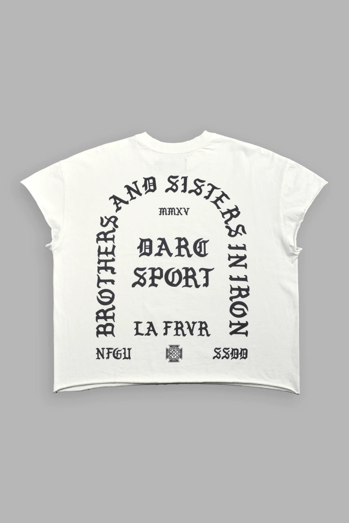 LA CHERUB GRUNGE MID LENGTH RAW HEM CAP SLEEVE TEE IN CREAM