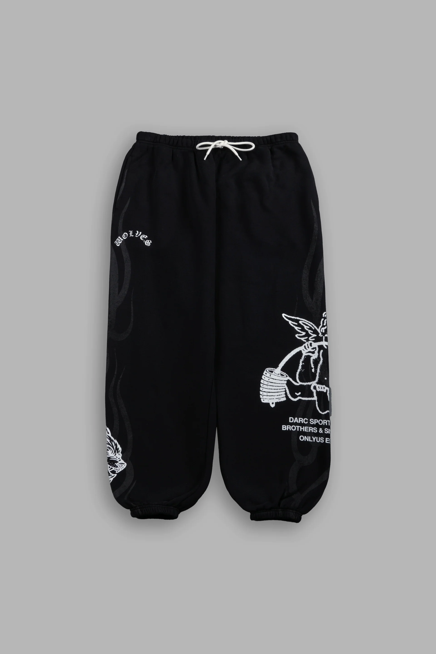 POWERHOUSE OF THE CHERUB UNISEX LIGHTWEIGHT LOUNGER SWEAT PANTS IN BLACK DRIFT WASH