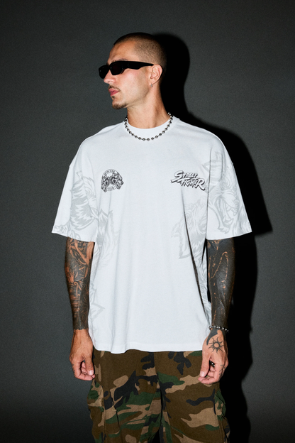 TURN UP THE HEAT PREMIUM OVERSIZED TEE IN WHITE