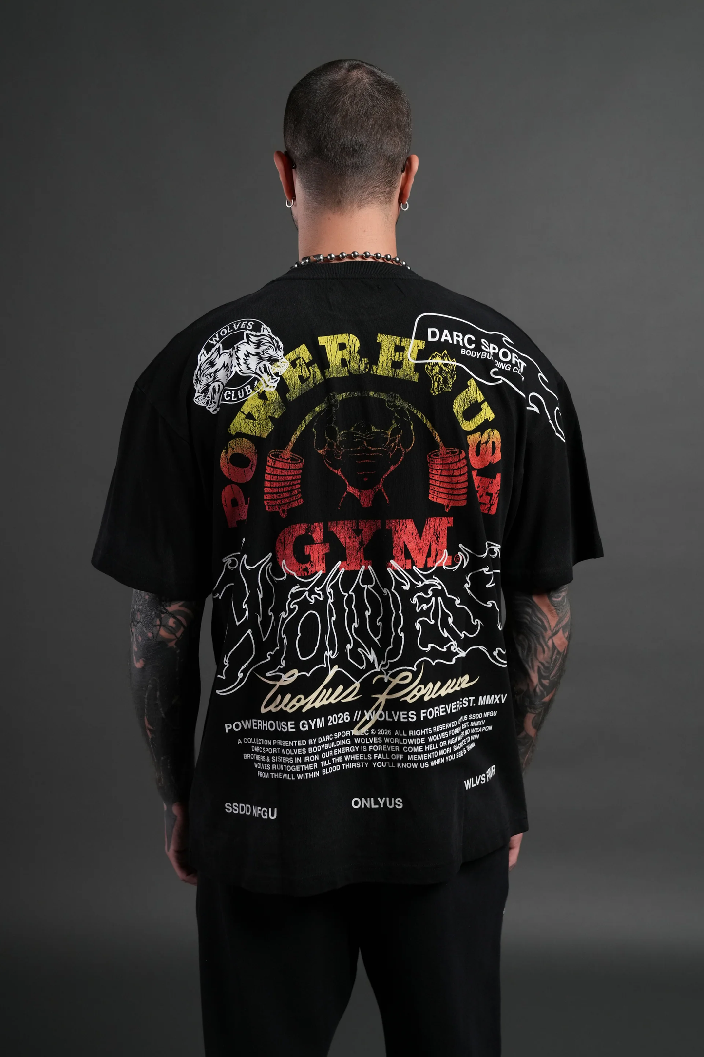 POWERHOUSE HESH PREMIUM OVERSIZED TEE IN BLACK DRIFT WASH