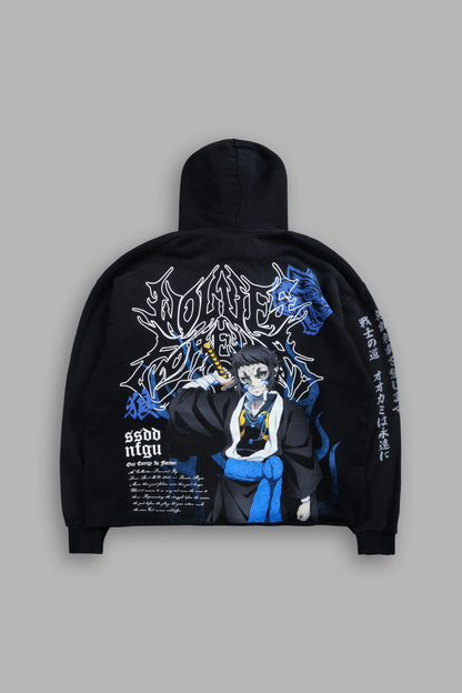 RELENTLESS DISTRESSED GRUNGE MID LENGTH RAW HEM ZIP HOODIE IN BLACK SUN FADE