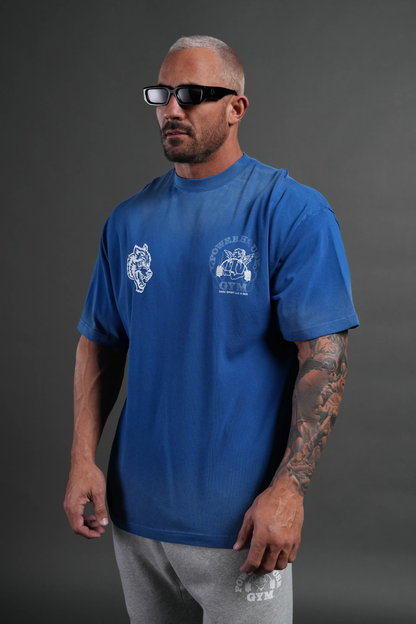 POWERHOUSE OF THE CHERUB UNISEX PREMIUM OVERSIZED TEE IN DARC COBALT DRIFT WASH