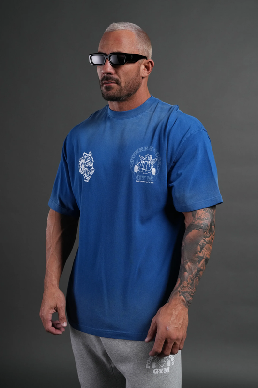 POWERHOUSE OF THE CHERUB UNISEX PREMIUM OVERSIZED TEE IN DARC COBALT DRIFT WASH