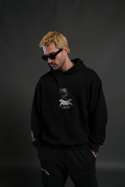 FENRIR STORM "PIERCE" HOODIE IN BLACK DRIFT WASH