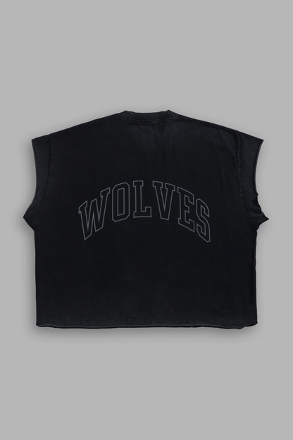 POWERHOUSE OF THE WOLVES GRUNGE CUT-OFF TEE IN BLACK
